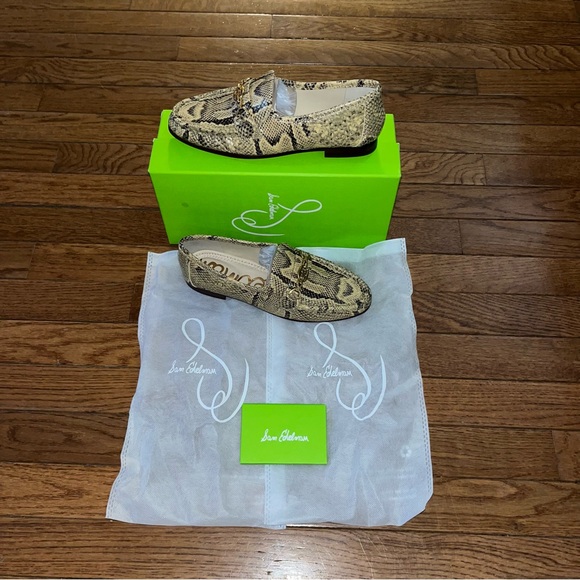 Sam Edelman Lucca Loafer Golden Tan Leather Women’s Size 5 Snake Print NIB - Picture 8 of 9